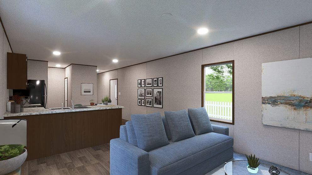 The ELM Exterior. This Manufactured Mobile Home features 2 bedrooms and 1 bath.