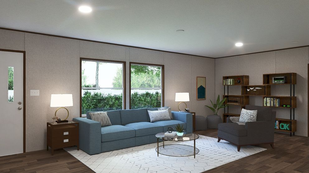 The SPRUCE Exterior. This Manufactured Mobile Home features 3 bedrooms and 2 baths.