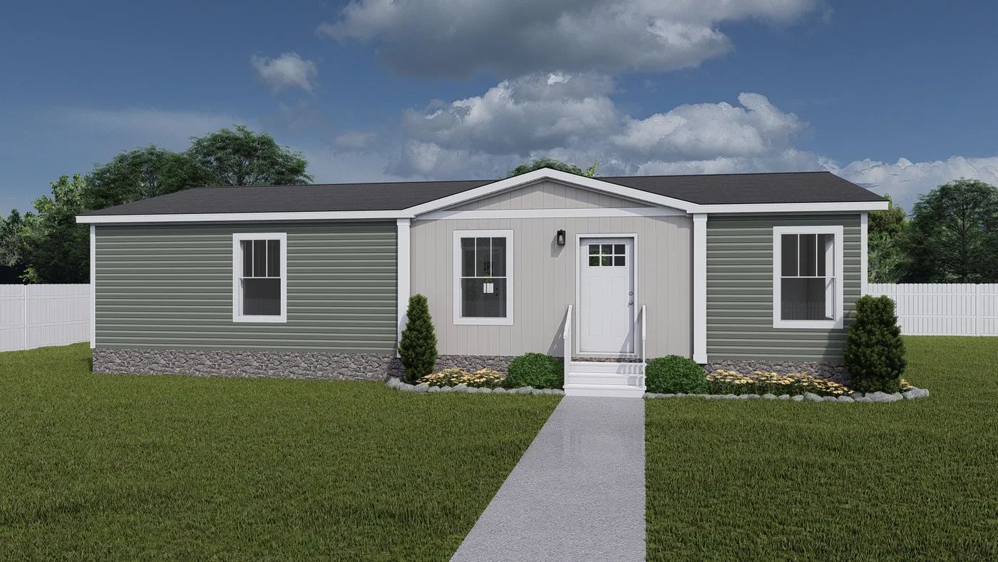 The UNDER PRESSURE Exterior. This Manufactured Mobile Home features 3 bedrooms and 2 baths.