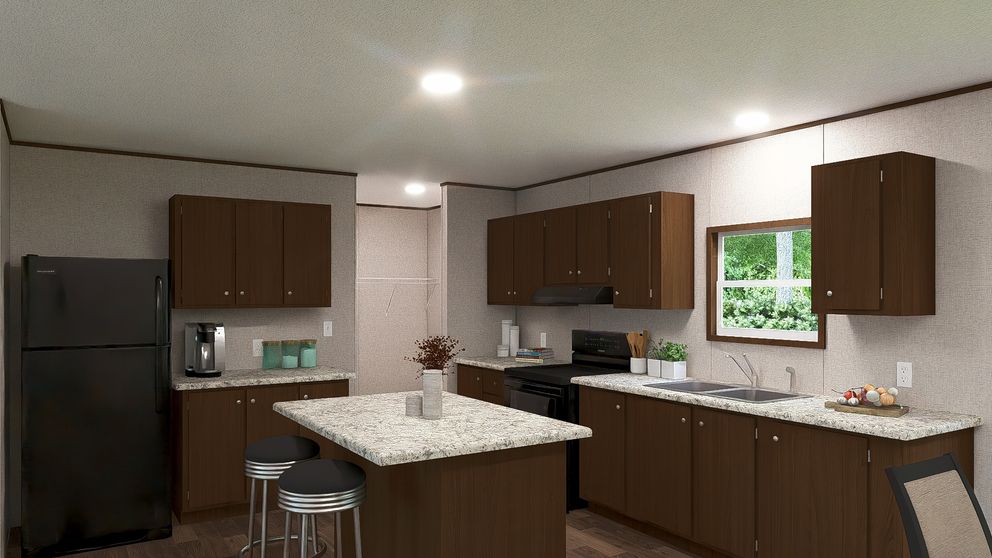 The SPRUCE Exterior. This Manufactured Mobile Home features 3 bedrooms and 2 baths.