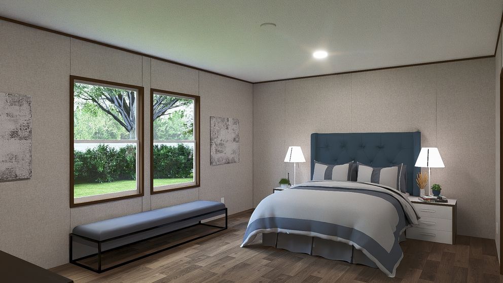 The SPRUCE Exterior. This Manufactured Mobile Home features 3 bedrooms and 2 baths.