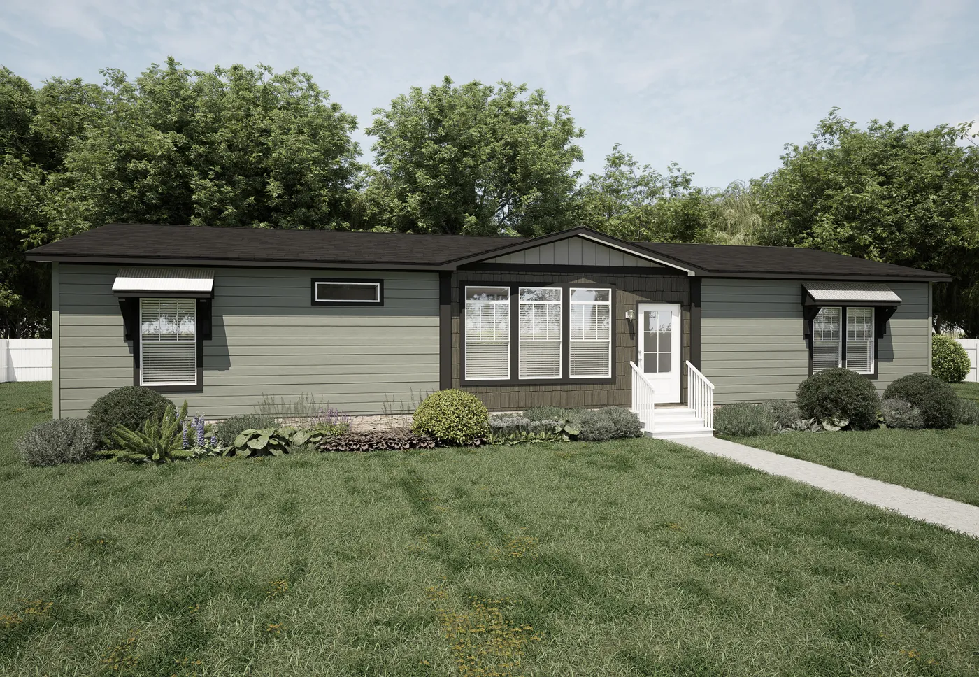 The THE OCEANSIDE 3 Exterior. This Manufactured Mobile Home features 3 bedrooms and 2 baths.