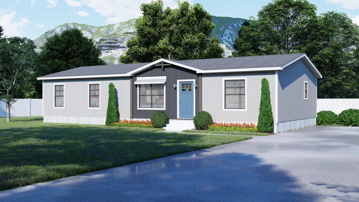 The EMILIE Exterior. This Manufactured Mobile Home features 3 bedrooms and 2 baths.