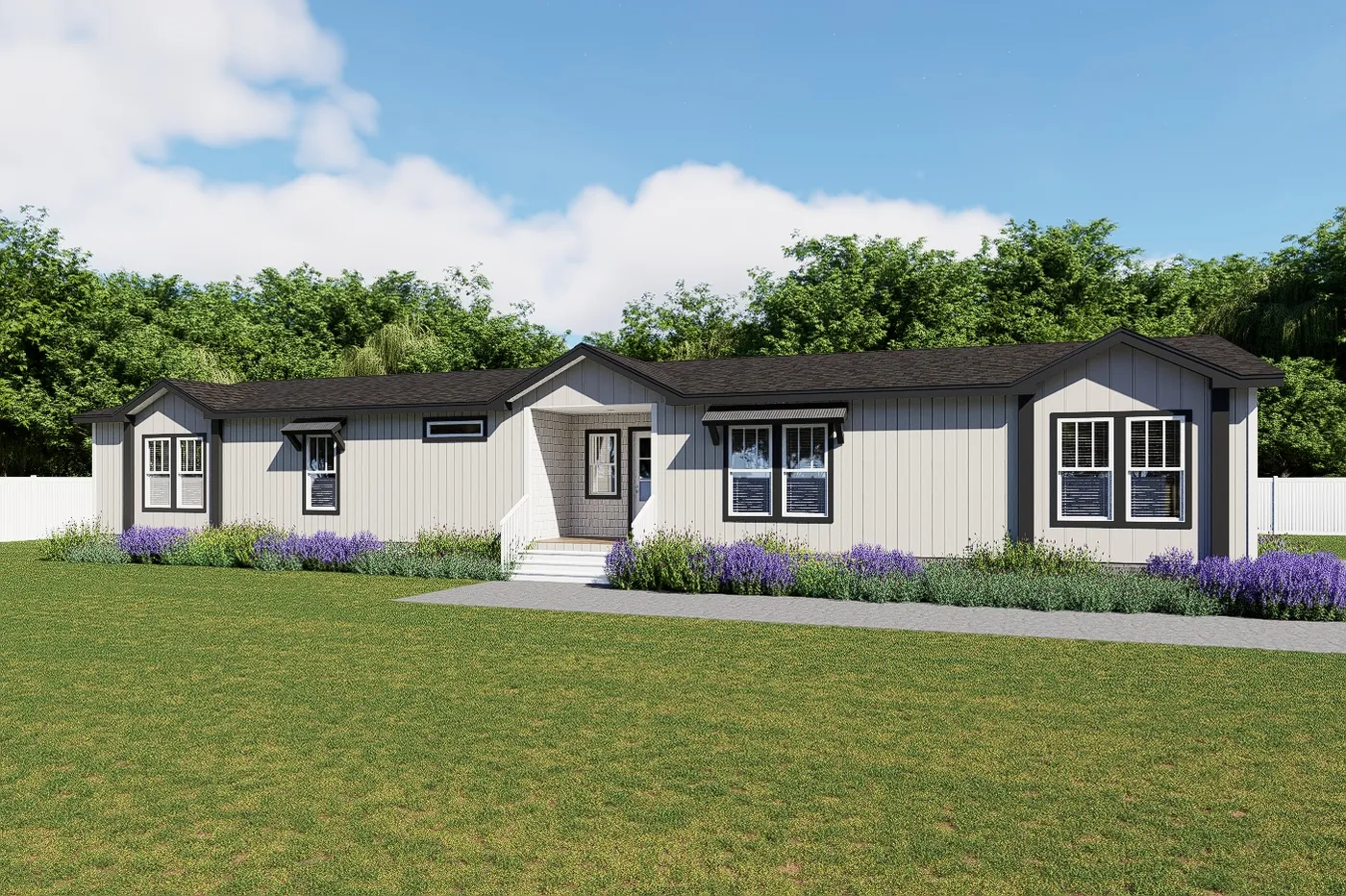 The THE VALENTINO Exterior. This Manufactured Mobile Home features 4 bedrooms and 2.5 baths.