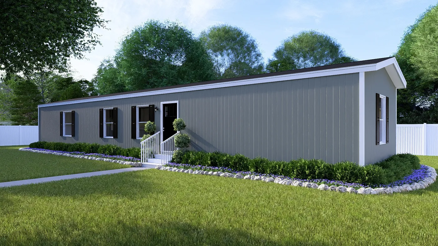 The DYNAMIC Exterior in Olive. This Manufactured Mobile Home features 3 bedrooms and 2 baths.