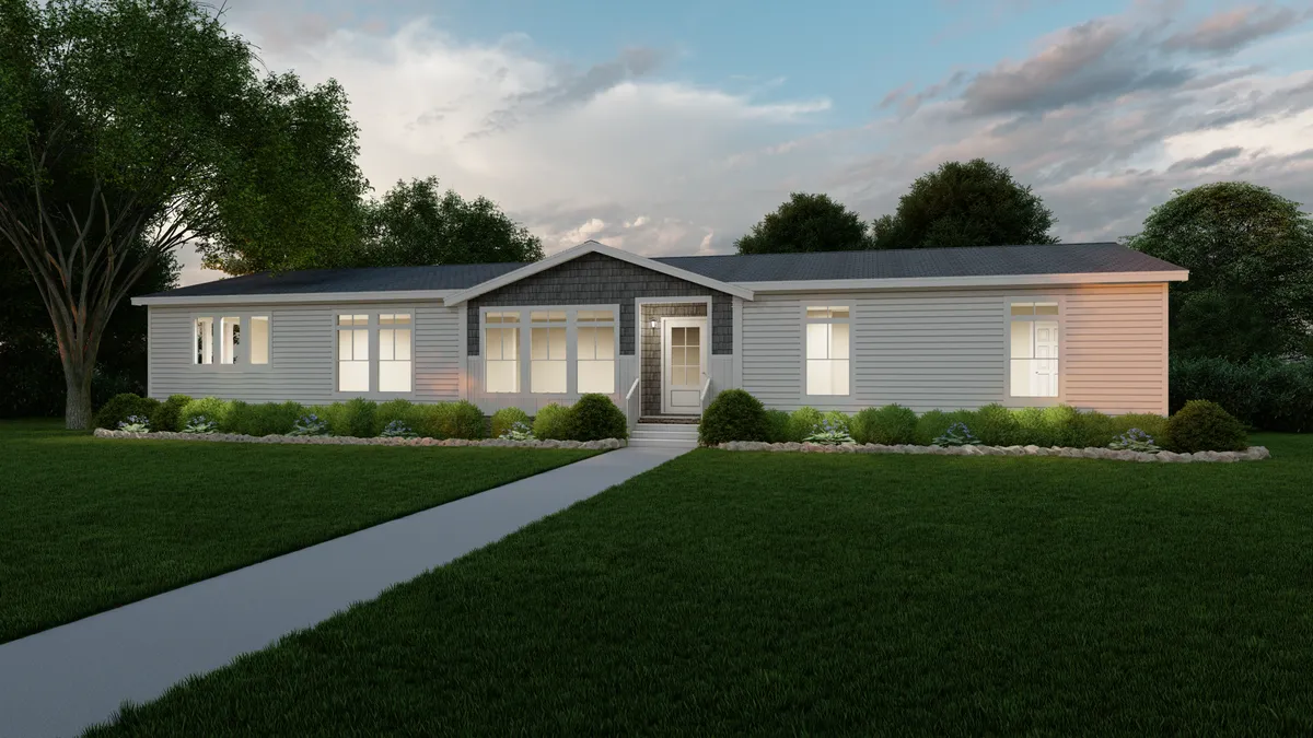 The HUXTON II Exterior. This Manufactured Mobile Home features 4 bedrooms and 2 baths.