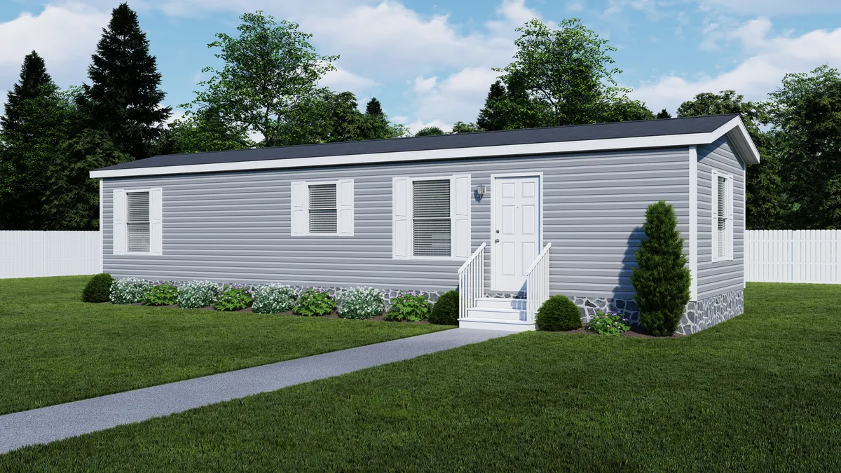The 4814-790 THE PULSE Exterior. This Manufactured Mobile Home features 2 bedrooms and 1 bath.