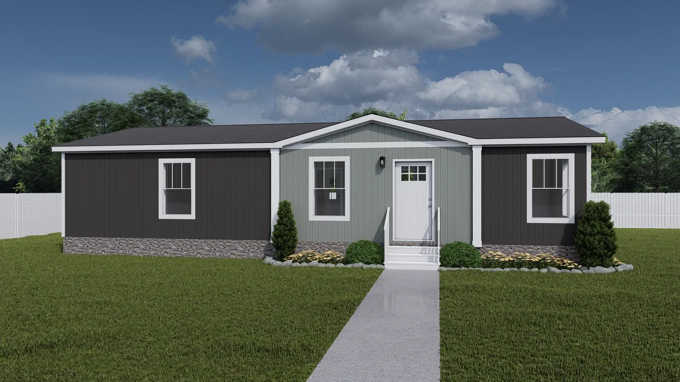 The UNDER PRESSURE Exterior. This Manufactured Mobile Home features 3 bedrooms and 2 baths.