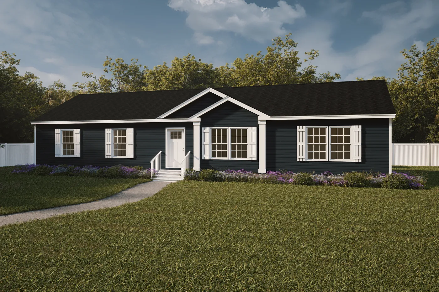The 5520 SWEET ONE HUD Exterior. This Manufactured Mobile Home features 3 bedrooms and 2 baths.