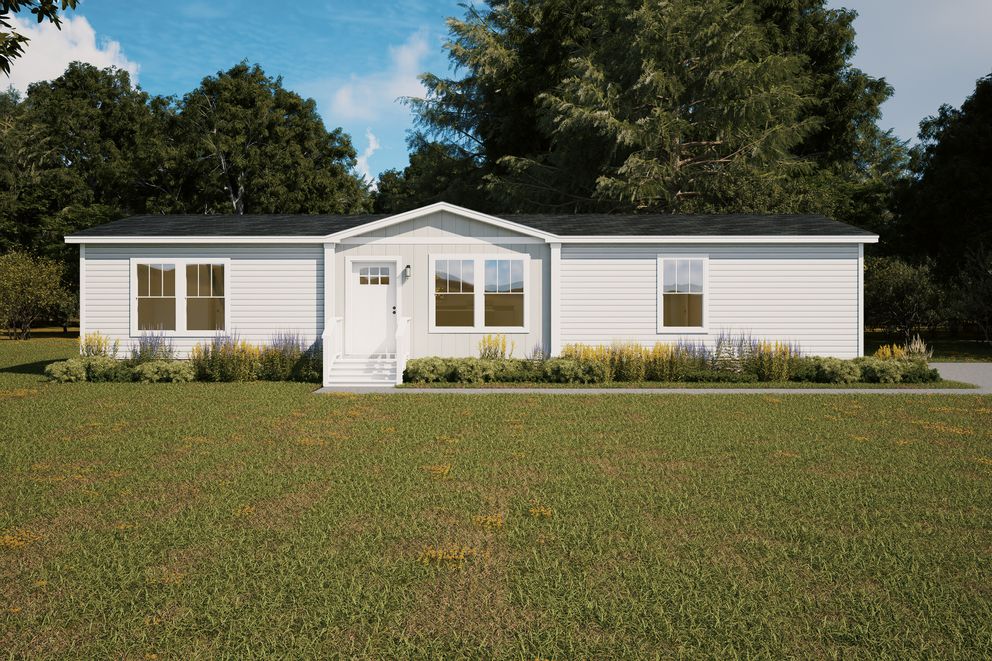 The WONDERFUL WORLD Exterior. This Manufactured Mobile Home features 3 bedrooms and 2 baths.