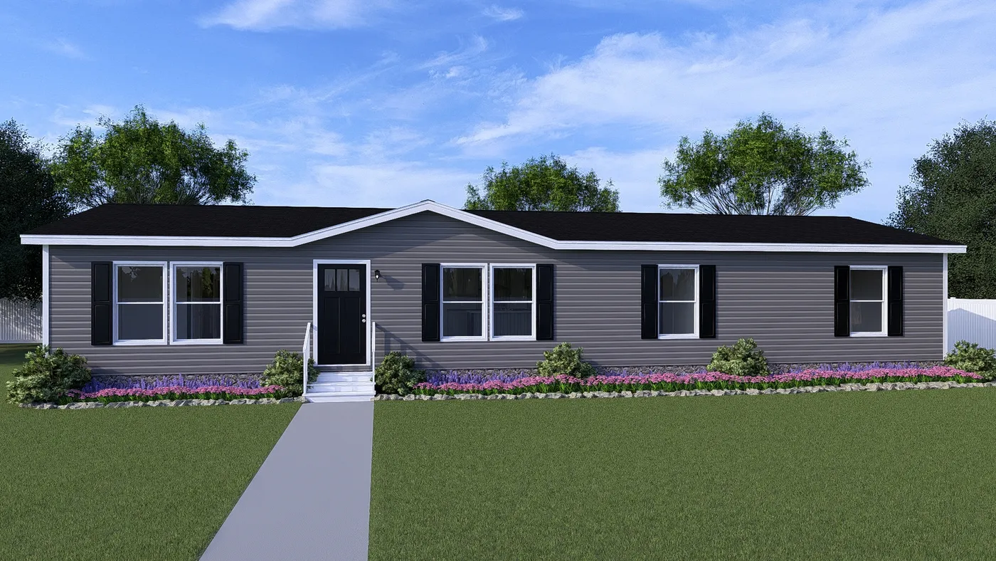 The IMPACT Exterior in Flint Vinyl. This Manufactured Mobile Home features 4 bedrooms and 2 baths.