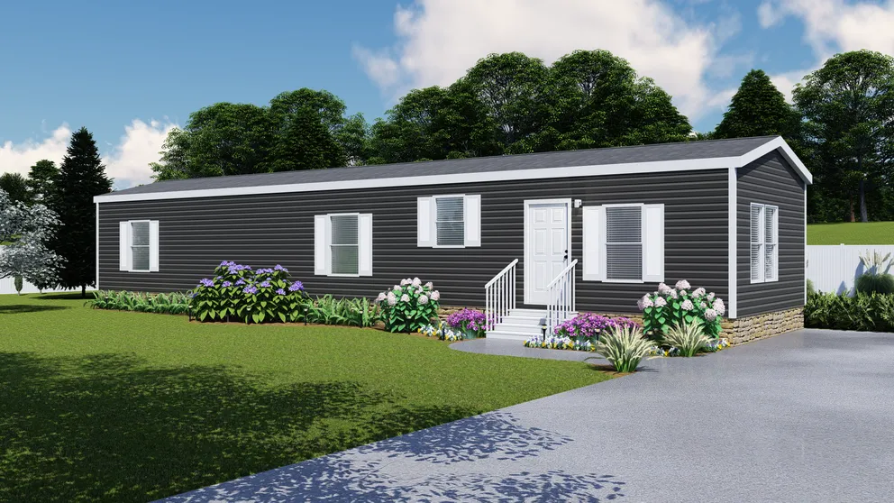 The THE LODGE Exterior. This Manufactured Mobile Home features 2 bedrooms and 2 baths.
