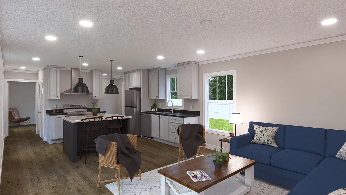 The MOVE ON UP Exterior. This Manufactured Mobile Home features 3 bedrooms and 2 baths.