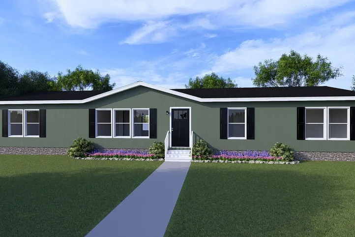 The EMPOWER Exterior Olive. This Manufactured Mobile Home features 4 bedrooms and 2 baths.