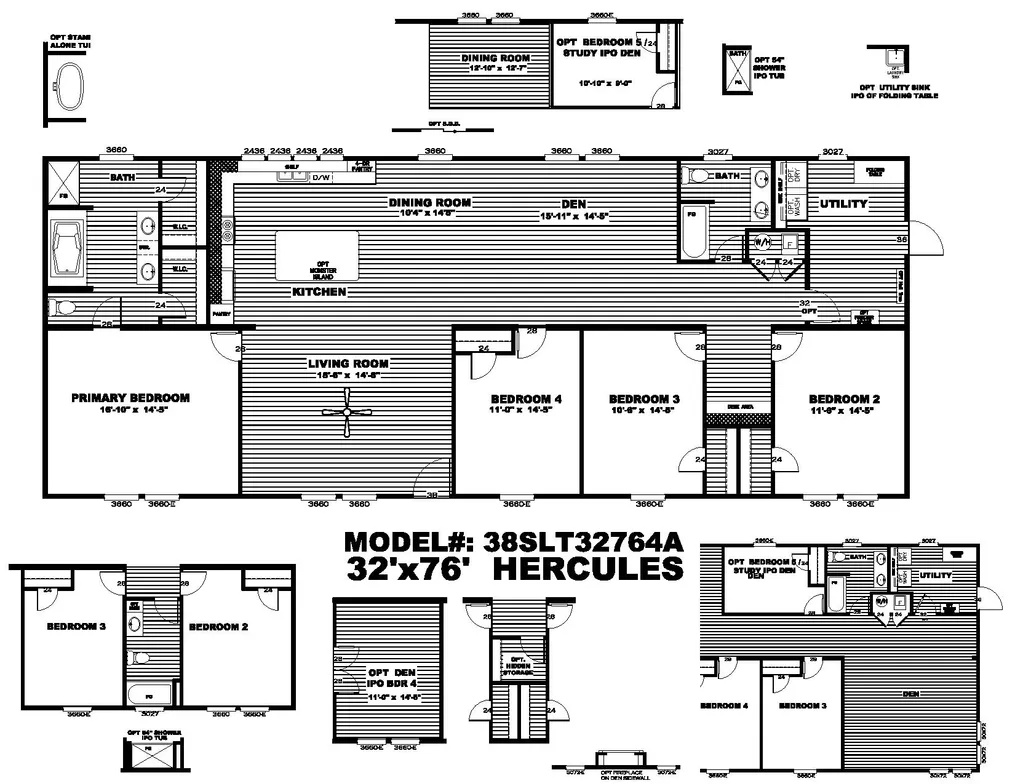 The HERCULES Exterior. This Manufactured Mobile Home features 4 bedrooms and 2 baths.