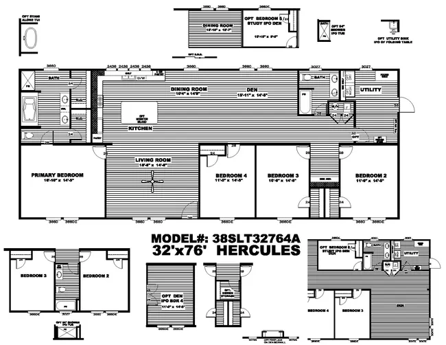 The HERCULES Exterior. This Manufactured Mobile Home features 4 bedrooms and 2 baths.