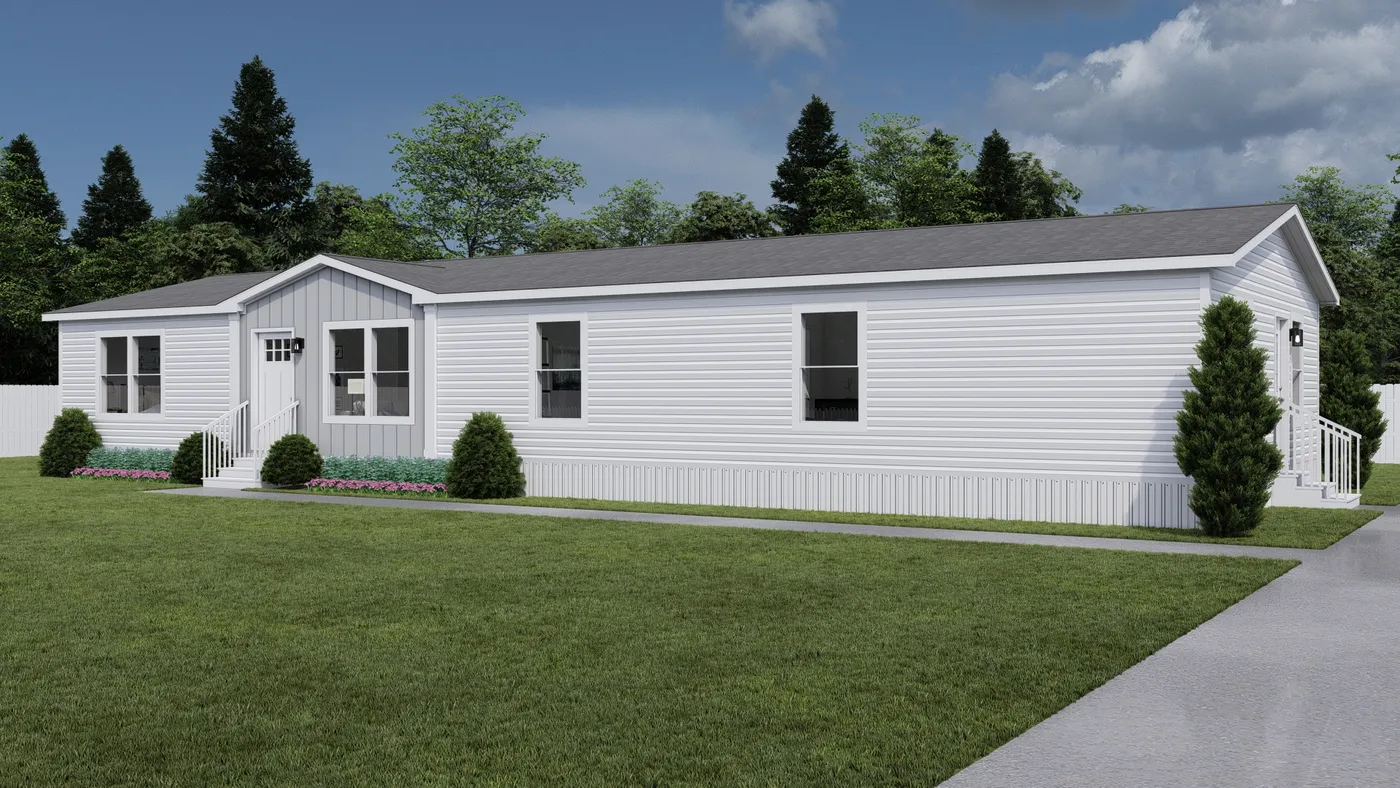 The HEY JUDE Exterior. This Manufactured Mobile Home features 4 bedrooms and 2 baths.