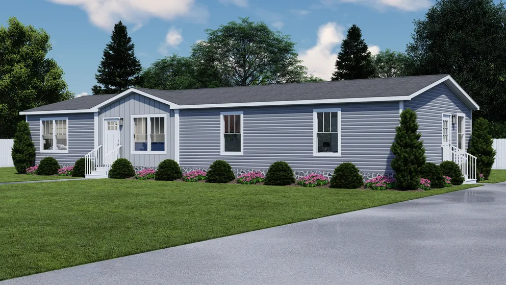 The ROCKET MAN Exterior. This Manufactured Mobile Home features 3 bedrooms and 2 baths.
