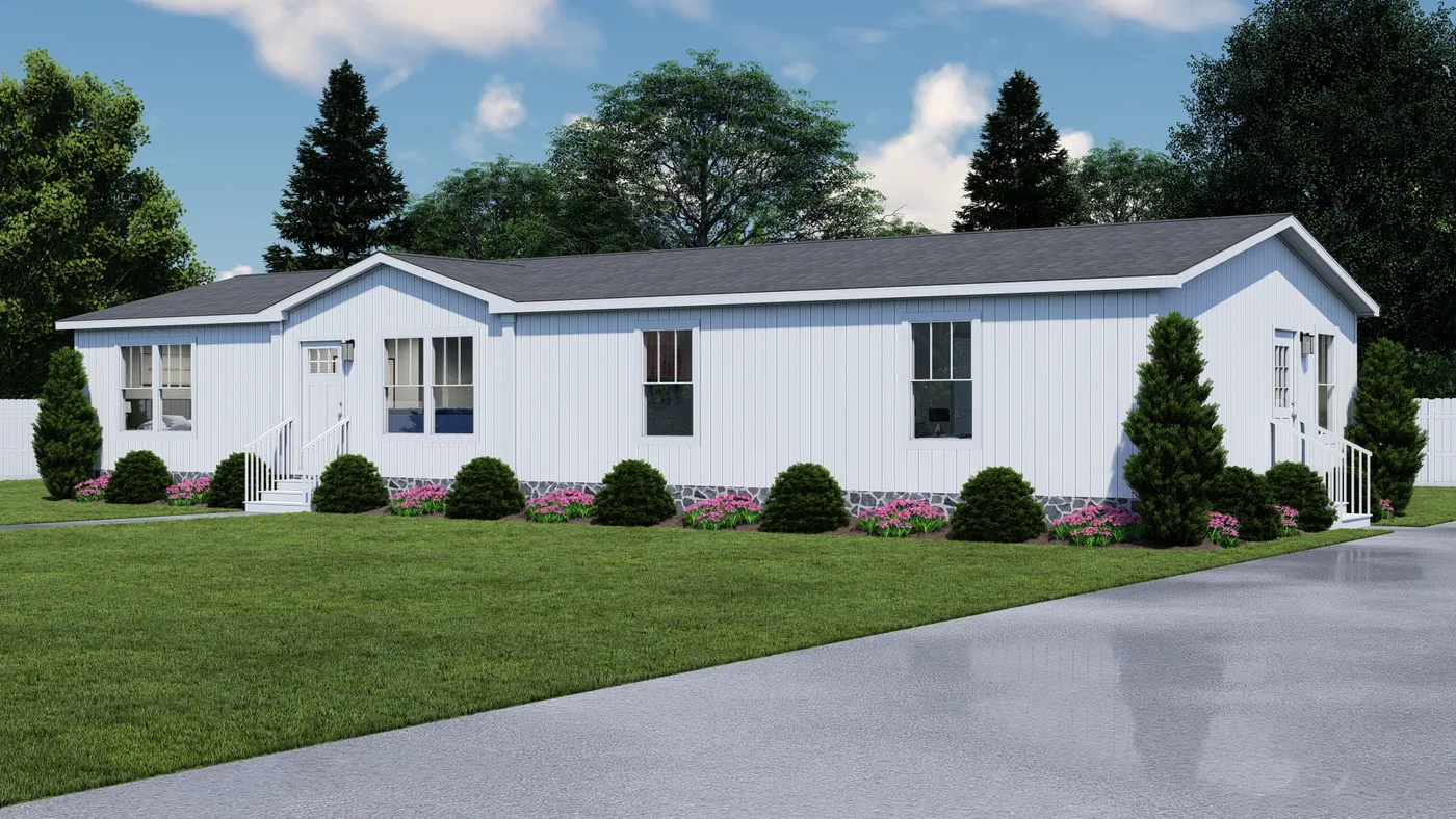The ROCKET MAN Exterior. This Manufactured Mobile Home features 3 bedrooms and 2 baths.