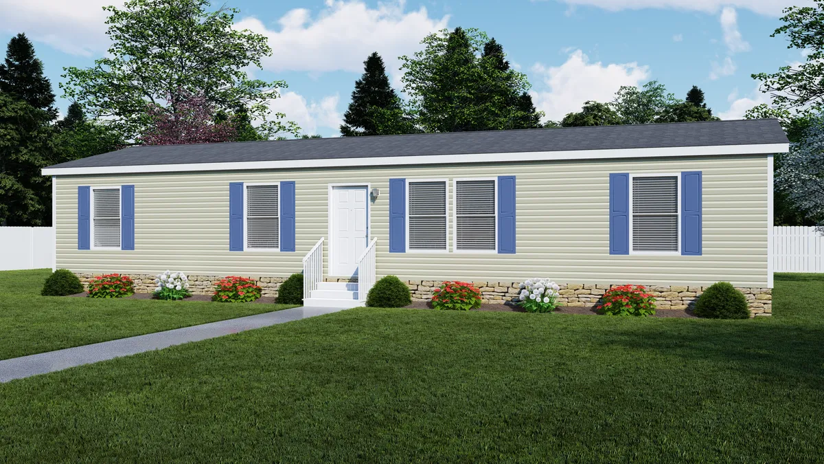 The 5624-744 THE PULSE Exterior. This Manufactured Mobile Home features 3 bedrooms and 2 baths.