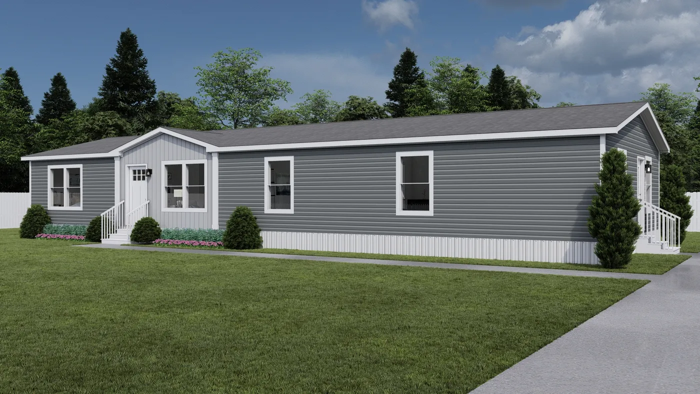 The HEY JUDE Exterior. This Manufactured Mobile Home features 4 bedrooms and 2 baths.