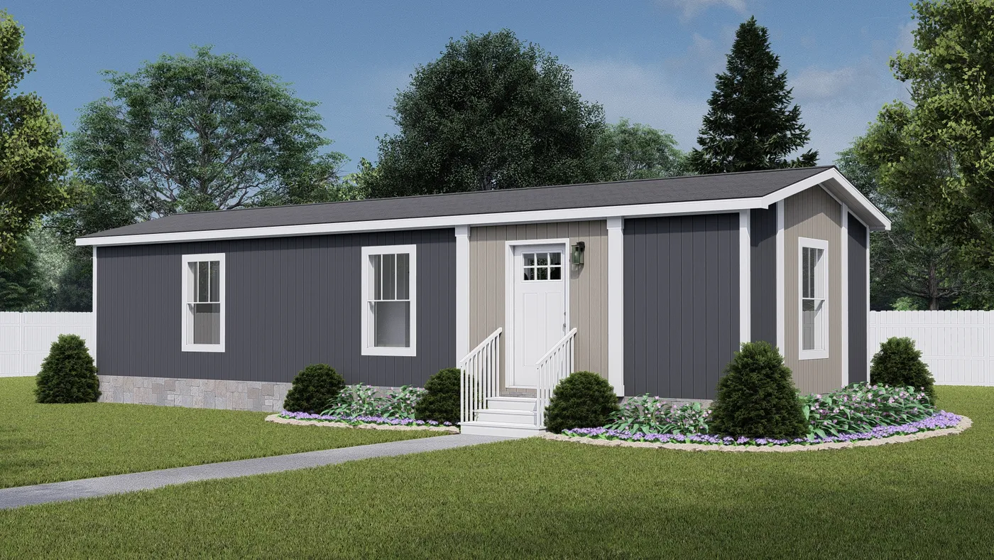 The YESTERDAY Exterior. This Manufactured Mobile Home features 1 bedroom and 1 bath.