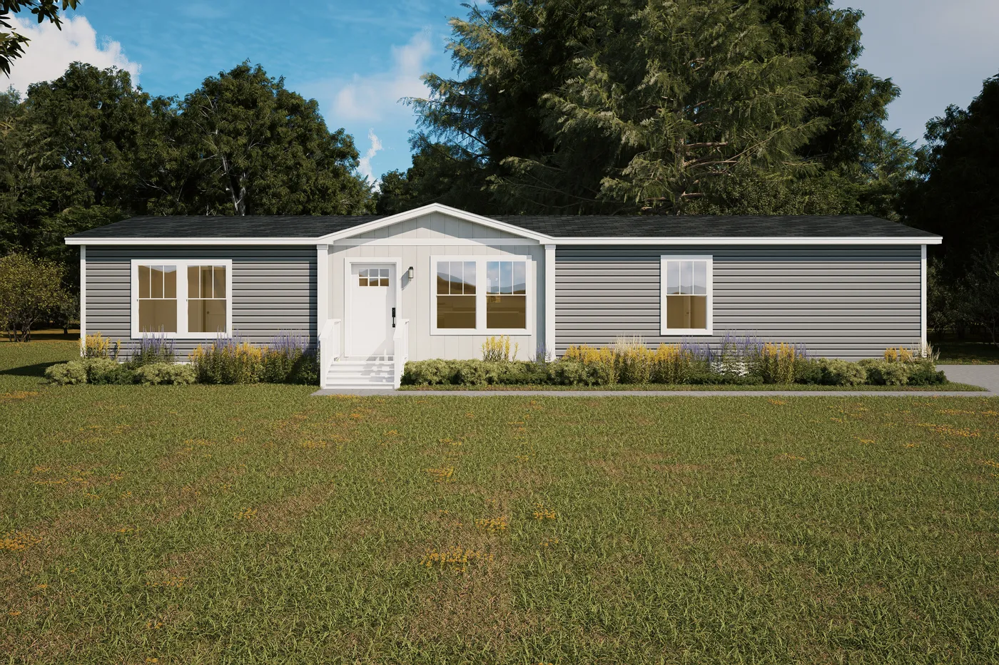 The FORTE Exterior. This Manufactured Mobile Home features 4 bedrooms and 2 baths.