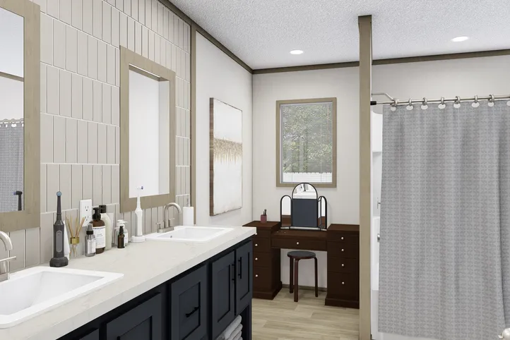 The BOONE   28X56 Exterior. This Manufactured Mobile Home features 4 bedrooms and 2 baths.