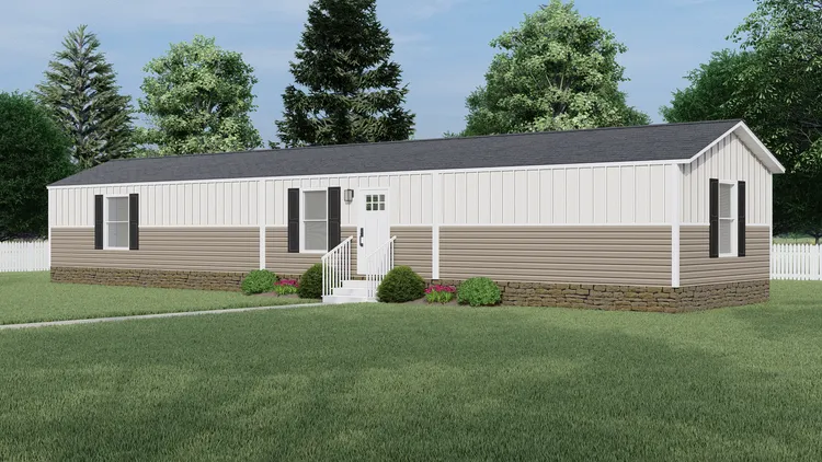 The CLARK Exterior. This Manufactured Mobile Home features 3 bedrooms and 2 baths.