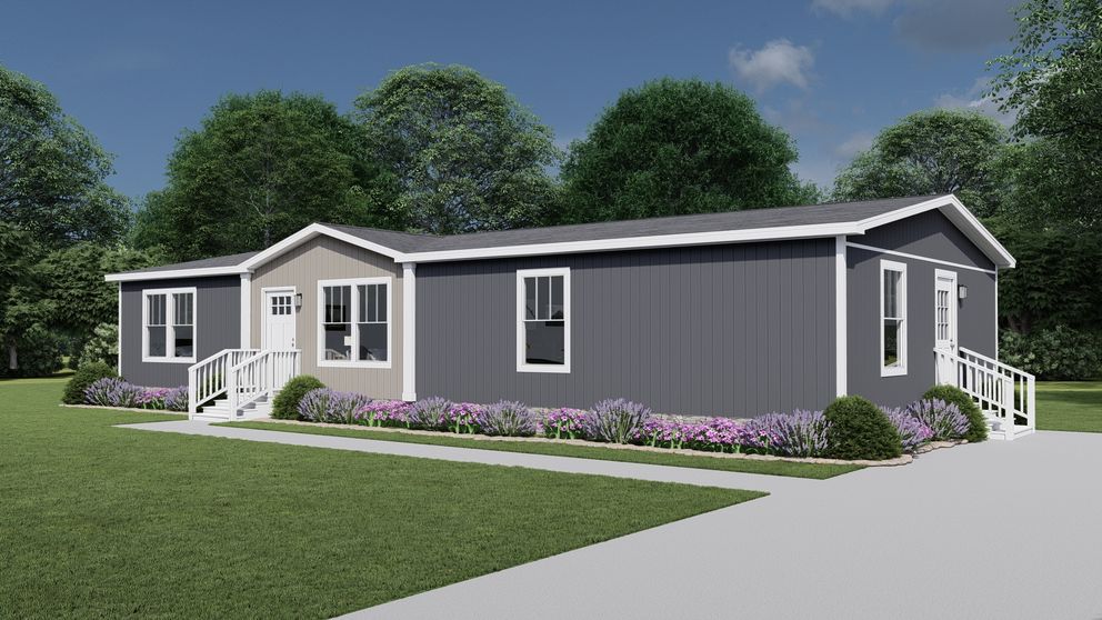The LOVELY DAY Exterior. This Manufactured Mobile Home features 4 bedrooms and 2 baths.
