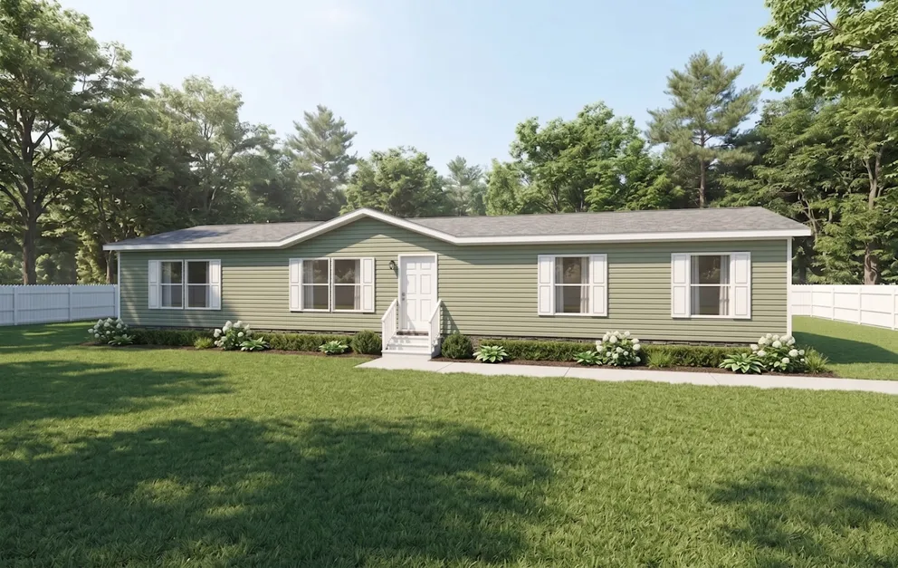 The THE MOUNTAINEER 64 Exterior. This Manufactured Mobile Home features 3 bedrooms and 2 baths.