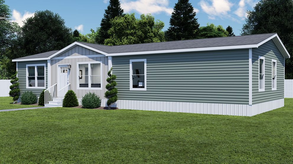 The PURPLE RAIN Exterior. This Manufactured Mobile Home features 3 bedrooms and 2 baths.