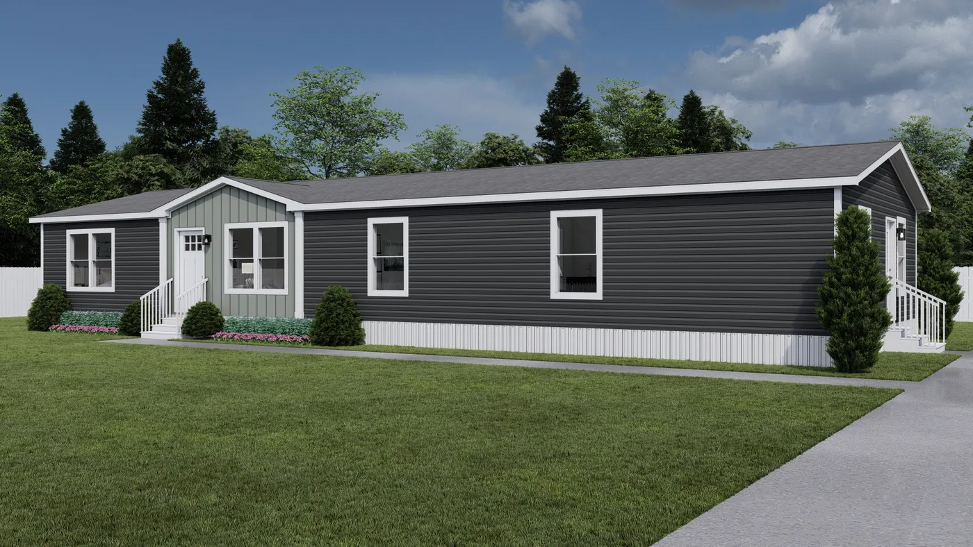 The HEY JUDE Exterior. This Manufactured Mobile Home features 4 bedrooms and 2 baths.