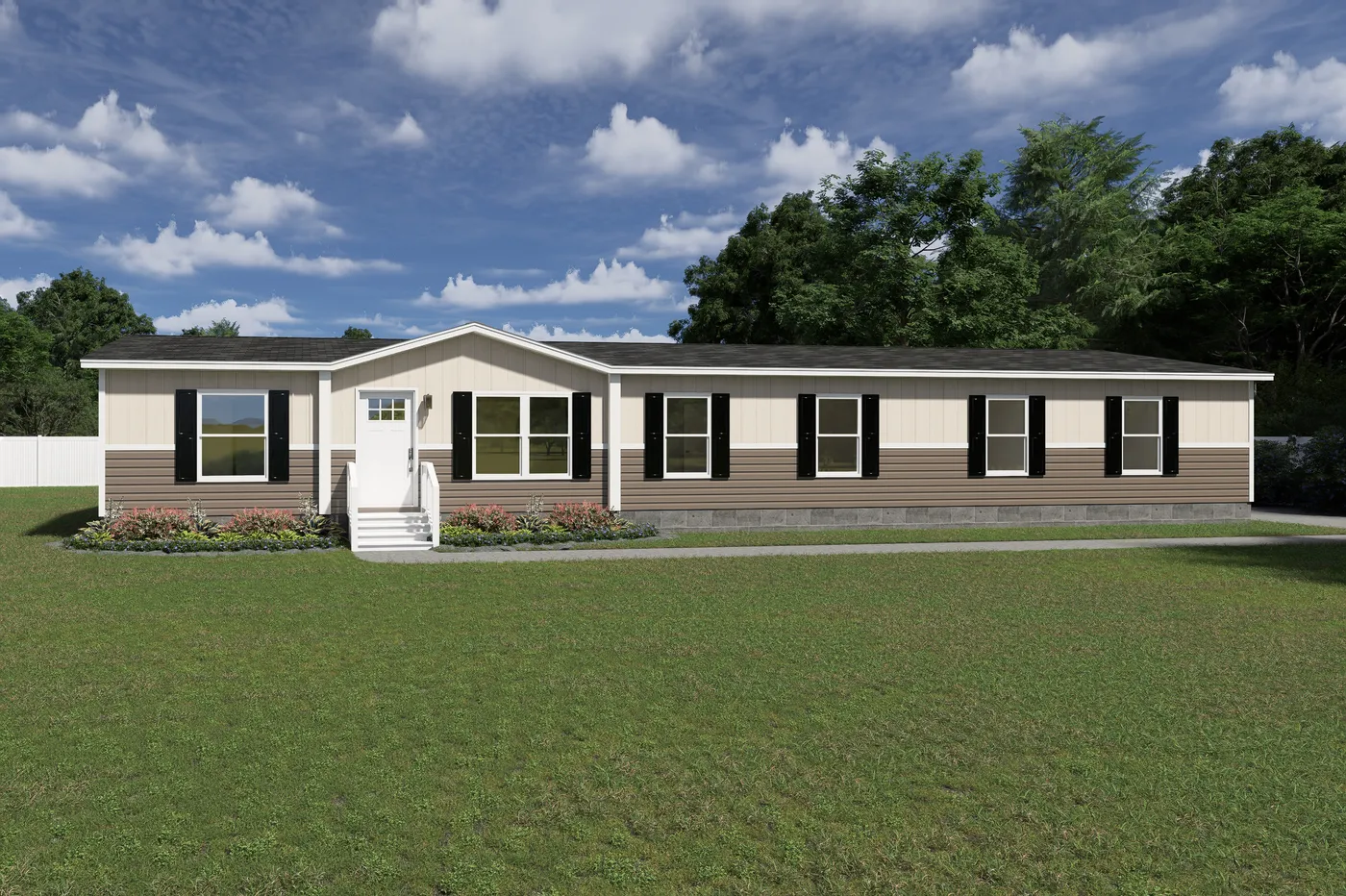 The SNOWCAP Exterior. This Manufactured Mobile Home features 4 bedrooms and 3 baths.