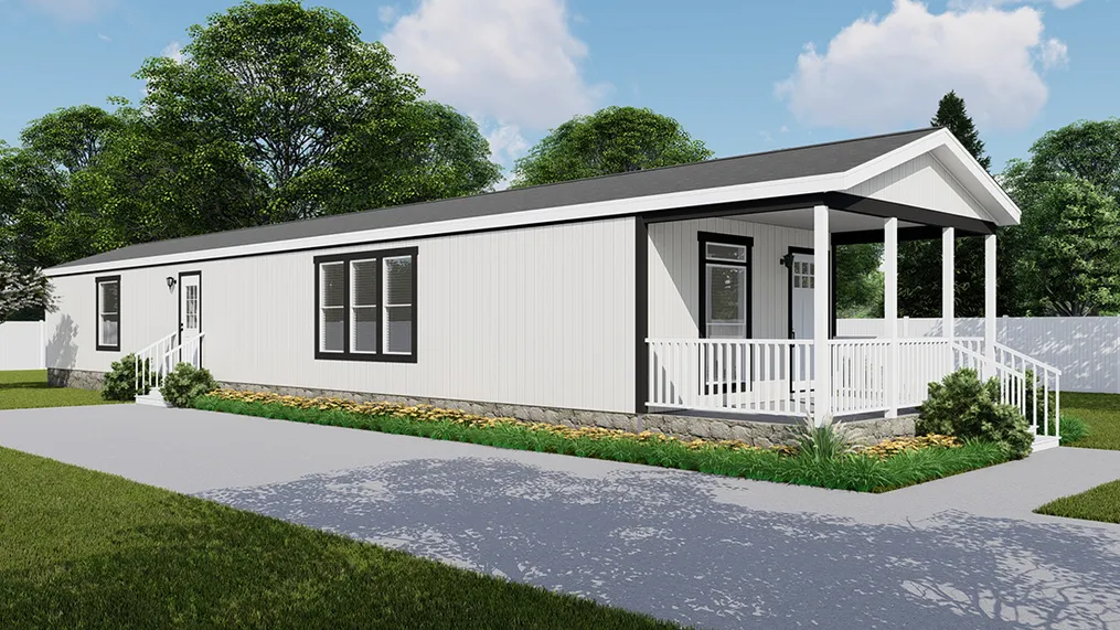 The PORCH LIVING SERIES 16682A Exterior. This Manufactured Mobile Home features 2 bedrooms and 2 baths.