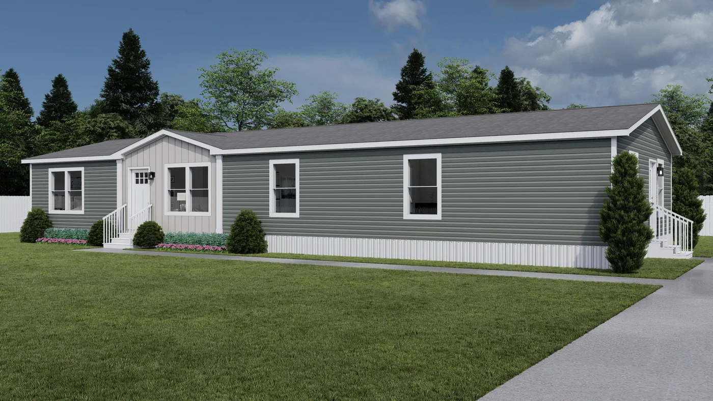 The HEY JUDE Exterior. This Manufactured Mobile Home features 4 bedrooms and 2 baths.