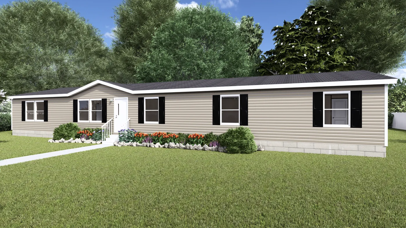 The REDWOOD Exterior. This Manufactured Mobile Home features 5 bedrooms and 3 baths.