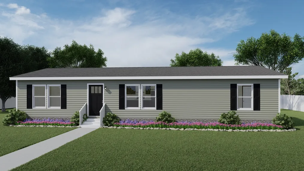 The THE REVEAL Exterior with Olive Vinyl. This Manufactured Mobile Home features 3 bedrooms and 2 baths.