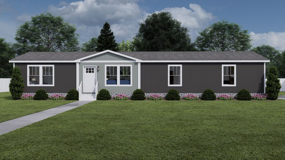 The ROCKET MAN Exterior. This Manufactured Mobile Home features 3 bedrooms and 2 baths.