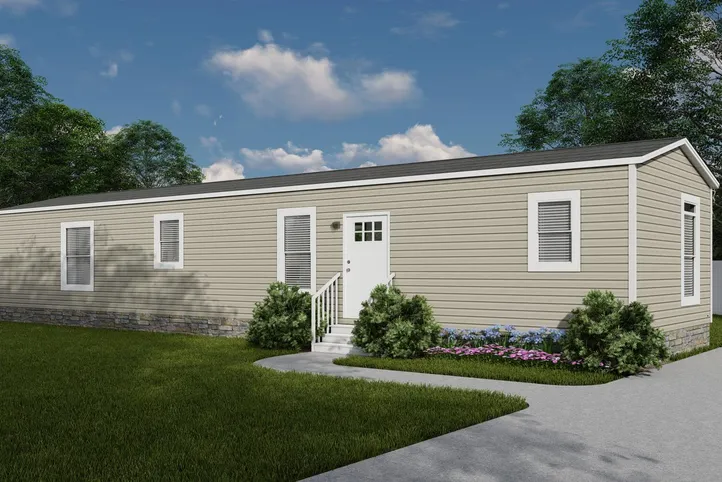 The ANNIVERSARY 16602A Exterior. This Manufactured Mobile Home features 2 bedrooms and 2 baths.
