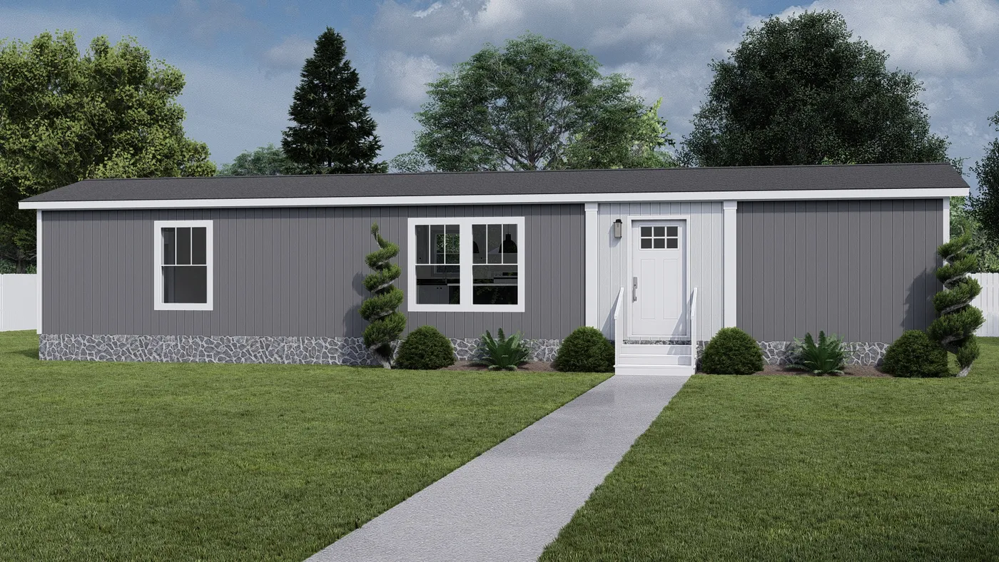The STILL THE ONE Exterior. This Manufactured Mobile Home features 2 bedrooms and 2 baths.