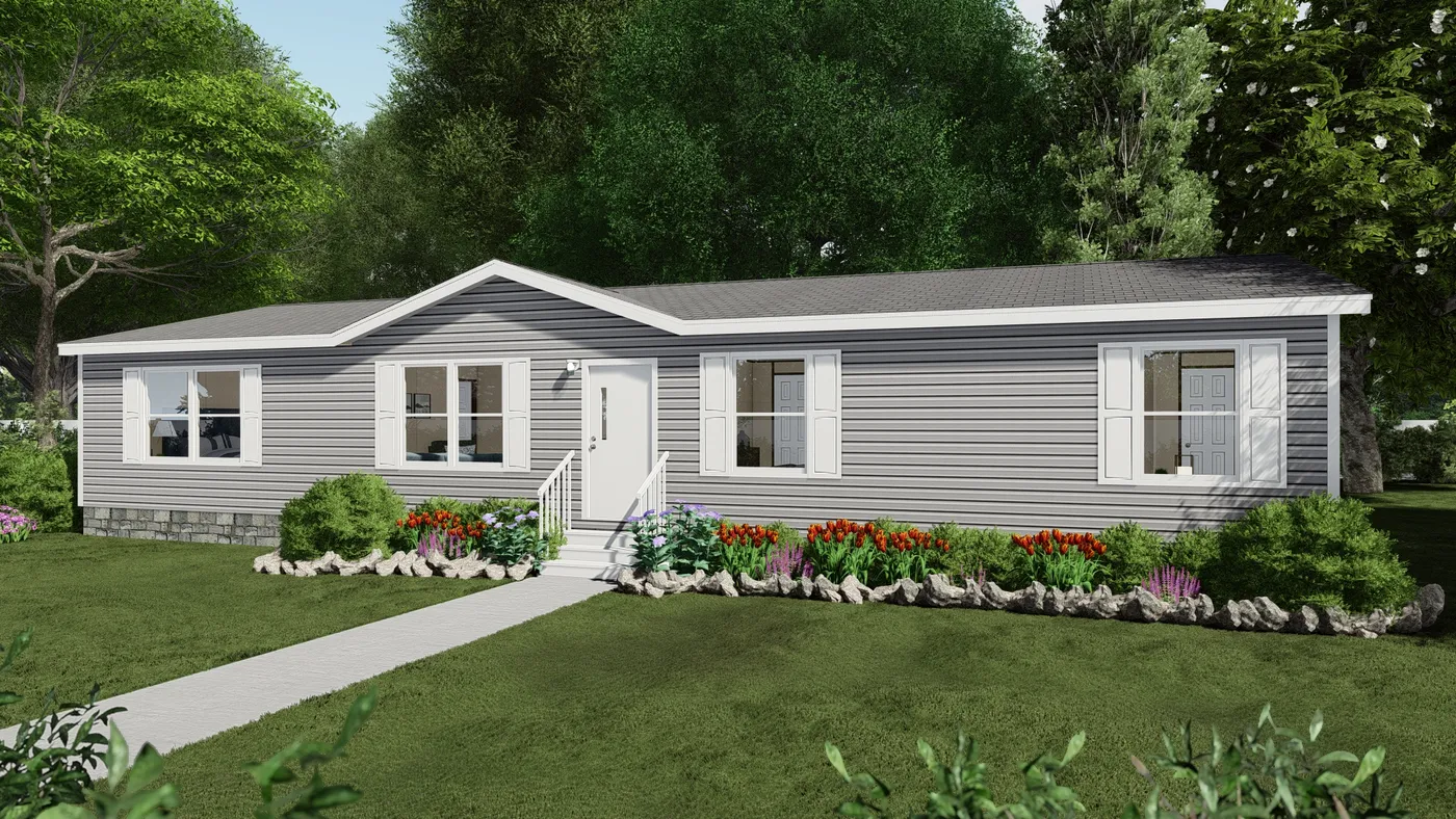 The MARVEL Exterior. This Manufactured Mobile Home features 4 bedrooms and 2 baths.