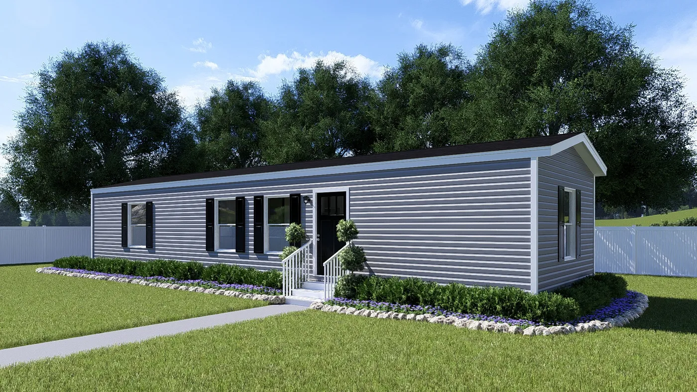The SPIRIT Exterior in Vinyl Flint. This Manufactured Mobile Home features 2 bedrooms and 2 baths.