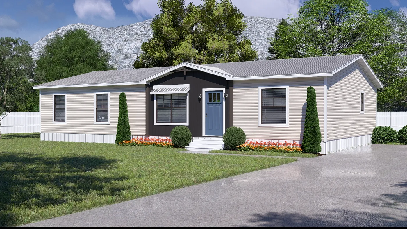 The EMILIE ELITE Exterior. This Manufactured Mobile Home features 3 bedrooms and 2 baths.