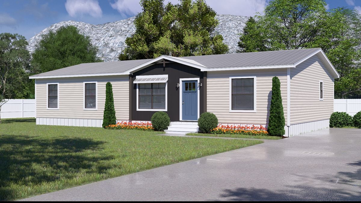 The EMILIE ELITE Exterior. This Manufactured Mobile Home features 3 bedrooms and 2 baths.