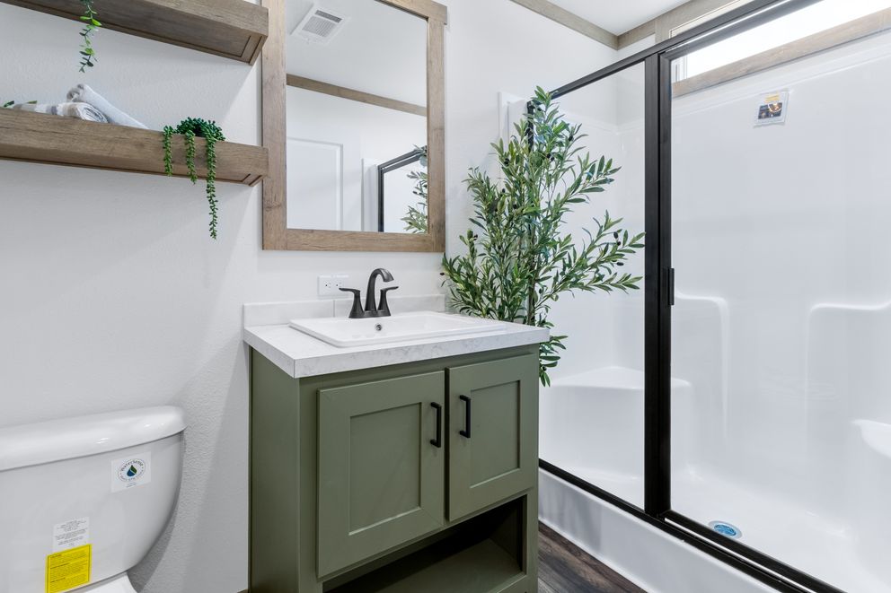 The LEVI Exterior. This Manufactured Mobile Home features 2 bedrooms and 2 baths.