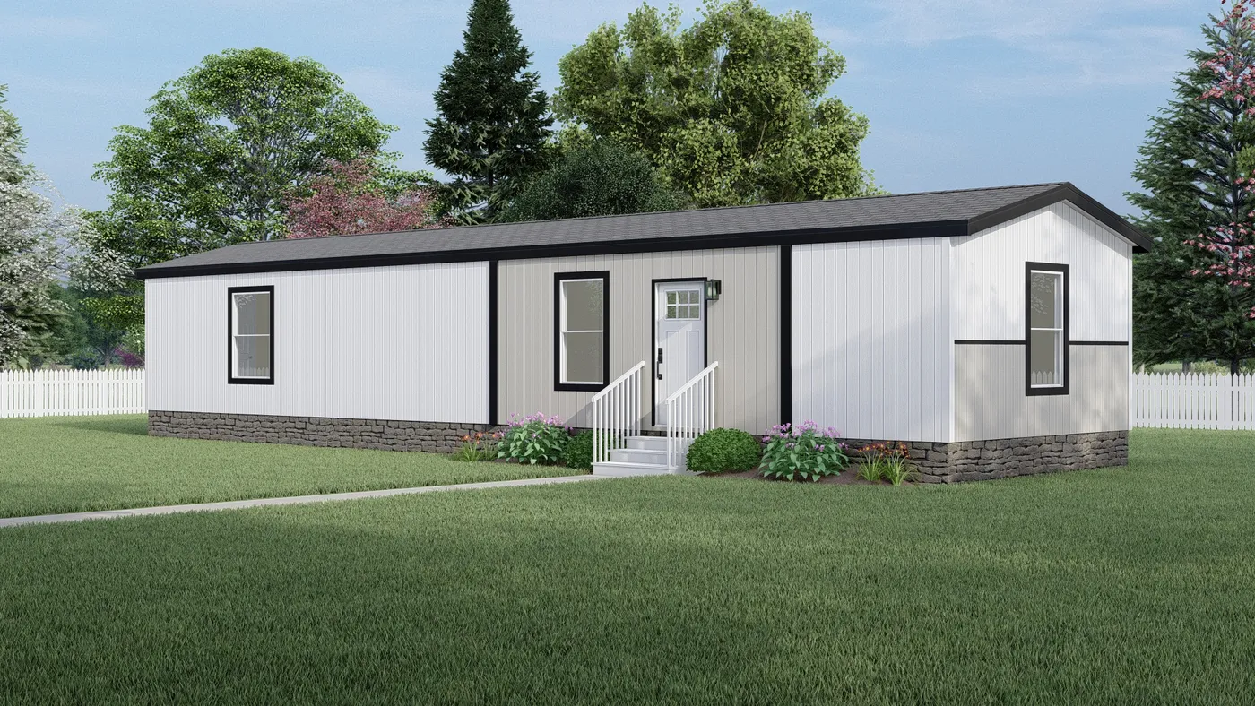 Colonial - TulleWhite. The LEWIS Exterior. This Manufactured Mobile Home features 2 bedrooms and 2 baths.