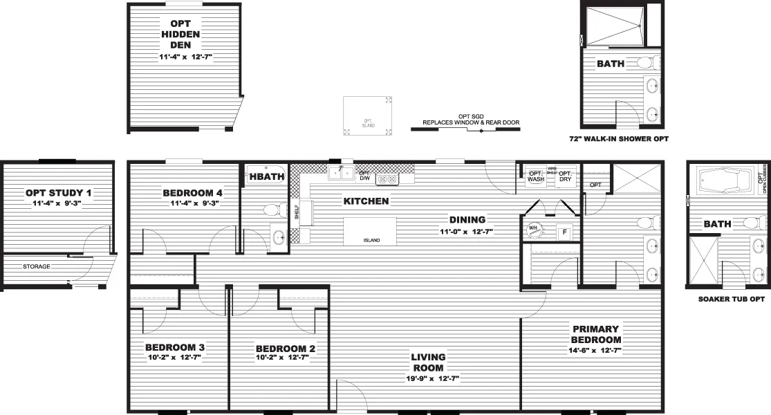 The ULTRA FLEX Exterior. This Manufactured Mobile Home features 4 bedrooms and 2 baths.