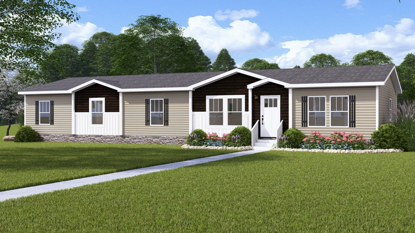 The BOUJEE LUX Exterior. This Manufactured Mobile Home features 4 bedrooms and 3 baths.