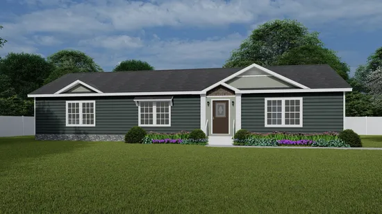 The 1449 CAROLINA MAGNOLIA 64 Exterior. This Manufactured Mobile Home features 3 bedrooms and 2 baths.